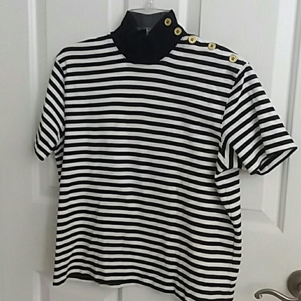 Jones New York Navy Blue Striped Sailors Tee